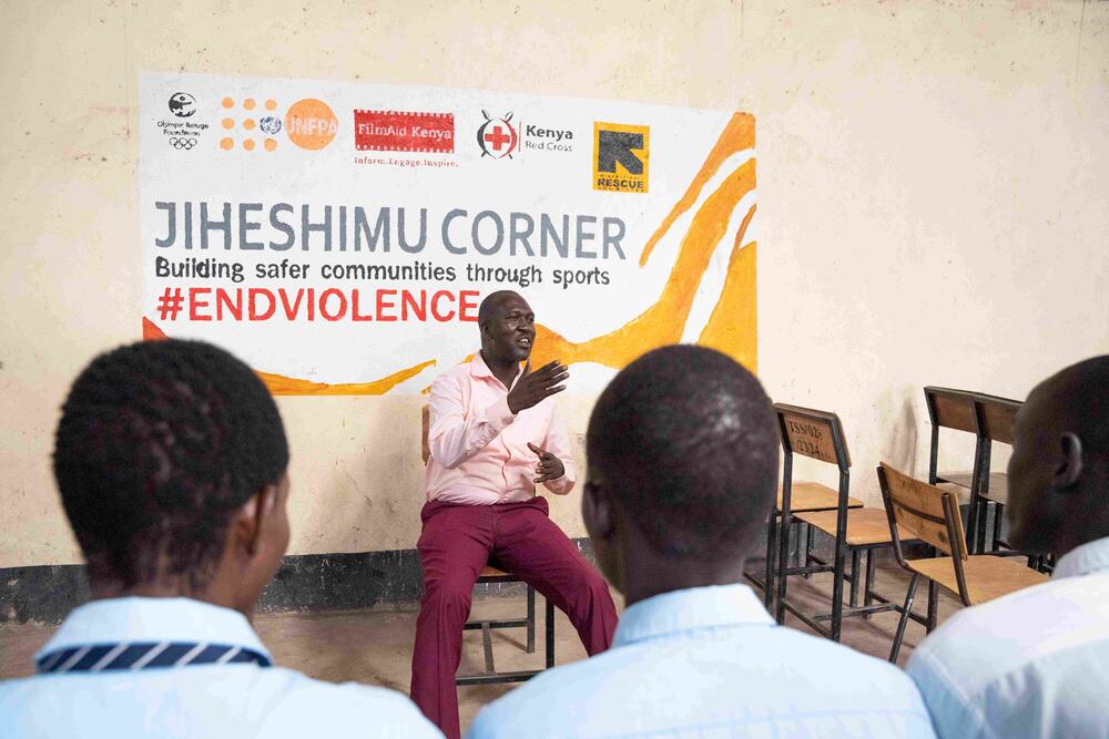 Tarach Secondary School Principal Peter Eyen counsels students during a safe space session