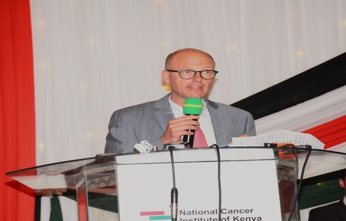 UNFPA Representative in Kenya Anders Thomsen addresses participants at the National Cancer Summit.