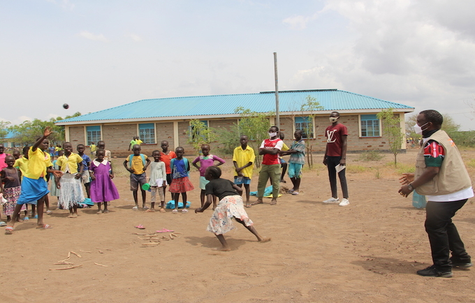 Young girls engage in play at the Morning Star Primary School in Kalobeyei settlement