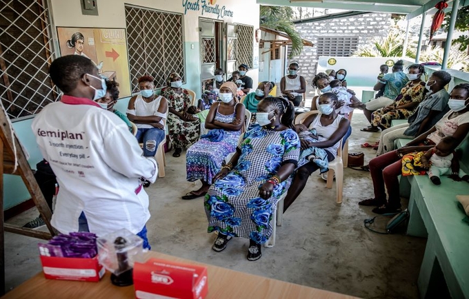 A group of young mothers attend a peer learning session at the Mtwapa Health Center, Kilifi, Kenya