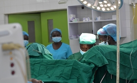 Doctors perform fistula repair surgery at the Webuye referral hospital, Bungoma county 