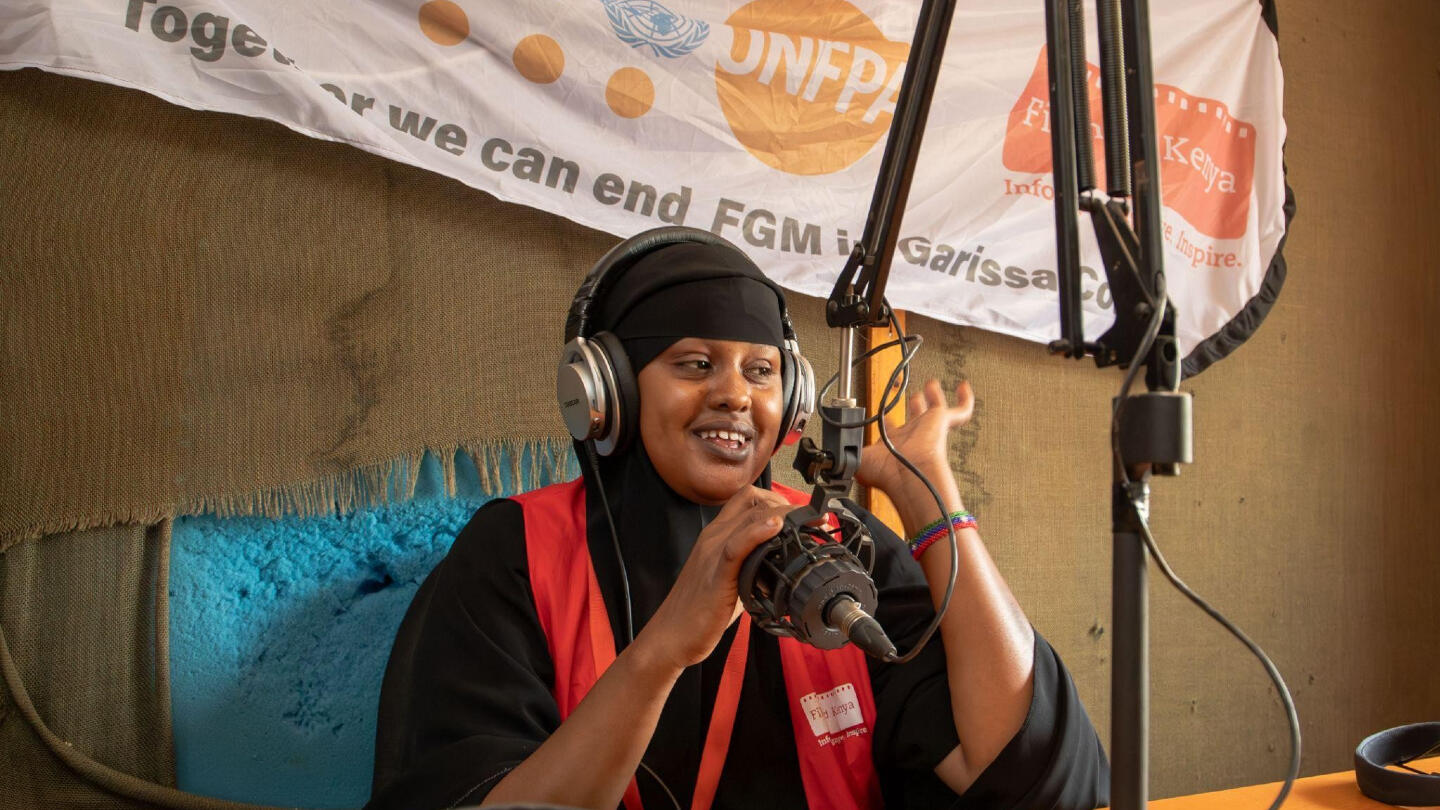 Sahara Muhumed in a radio session engaging the community on the FGM.