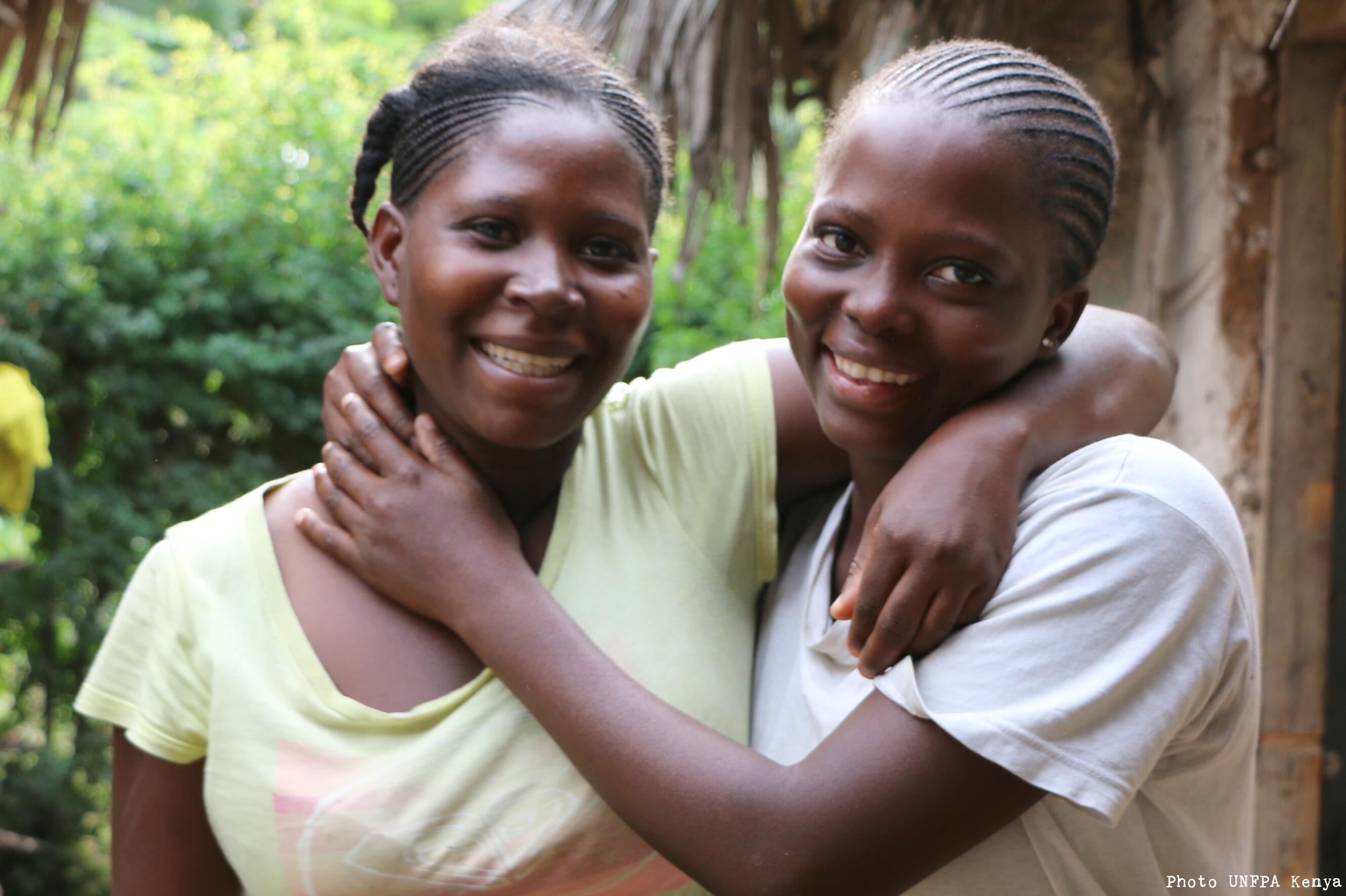 Purity Bahati (left) and Naomi Kitsao (right) teen mothers in Kilifii County. Data from past studies show that about 13,000 girls drop out of school each year in Kenya due to pregnancy. Photo By UNFPA Kenya / Doulgas Waudo.