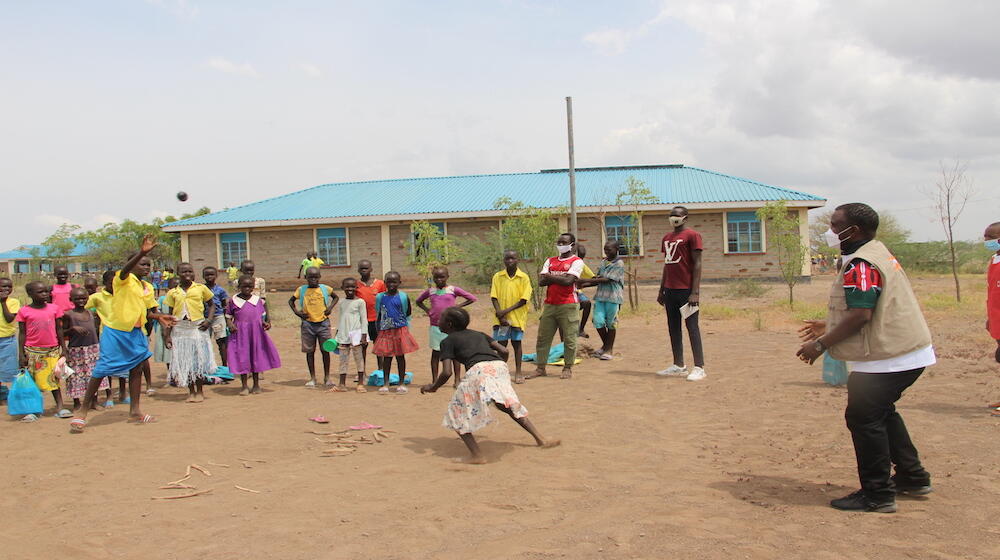 Young girls engage in play at the Morning Star Primary School in Kalobeyei settlement